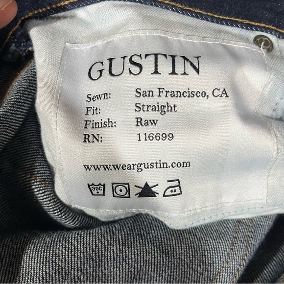 Gustin Men's Raw Dark Wash Straight Jeans 33 - Picture 12 of 13